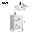 thumbnail image 7 of Eclife 24" White Single Bathroom Vanity Set with Ceramic Top, Faucet, 7 of 7
