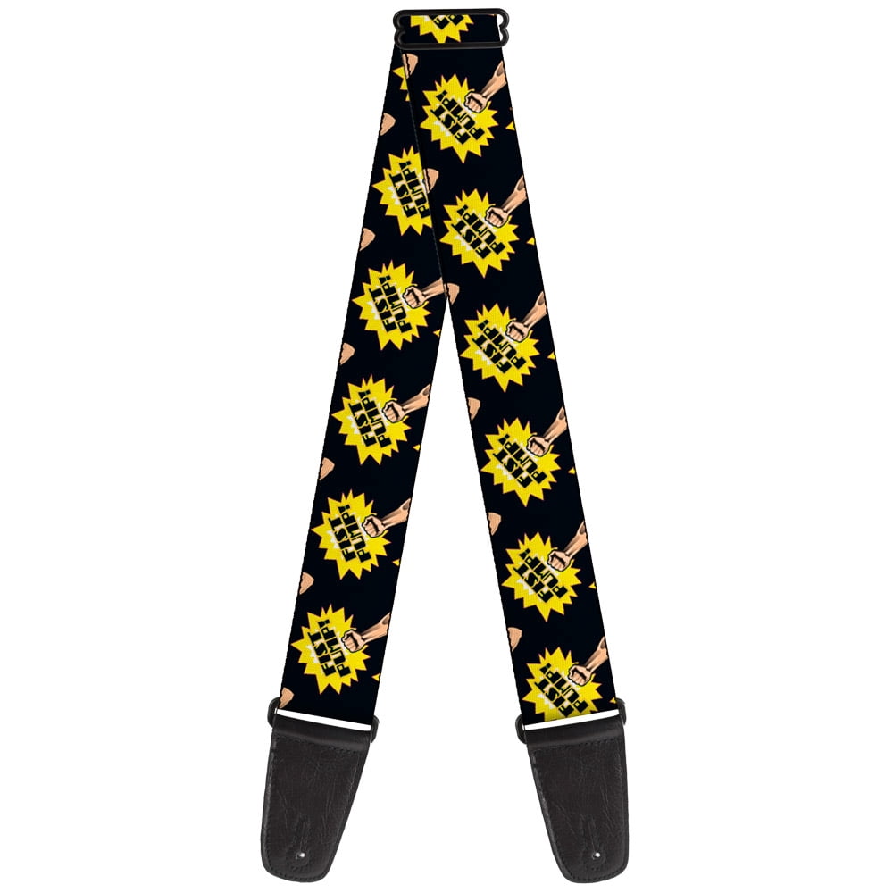 Buckle-Down Guitar Strap, Fist Pump Black Yellow, 2 Inches Wide