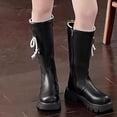 thumbnail image 5 of Quealent Girls' Knee High Riding Boots Cute Bow Riding Boots Non Slip Side Zipper Boots Tall Waterproof Winter Boots Black for Size 11, 5 of 8