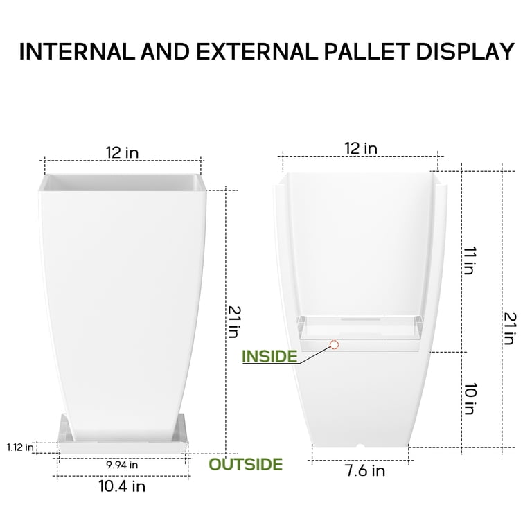 Fiason 2-Pack 21 Inch Square White Planters photo 2