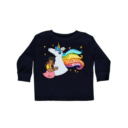 

Inktastic Embrace Your Magical Side Girl Hugging A Unicorn Gift Toddler Boy or Toddler Girl Long Sleeve T-Shirt