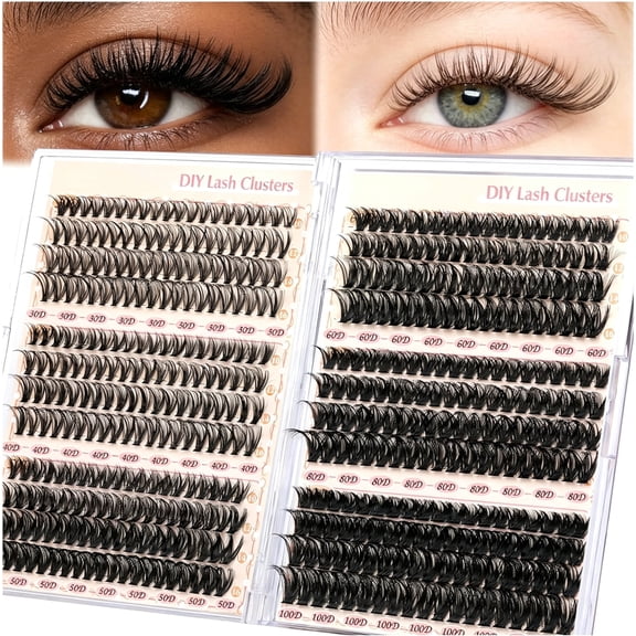 Eyelash Clusters 30D 40D 50D 60D 80D 100D Lash Clusters Wispy Individual Lashes 480PCS D-curly Lash Extension 10-16MM Natural Lashes Clusters DIY Cluster Eyelash Extensions for Beginners