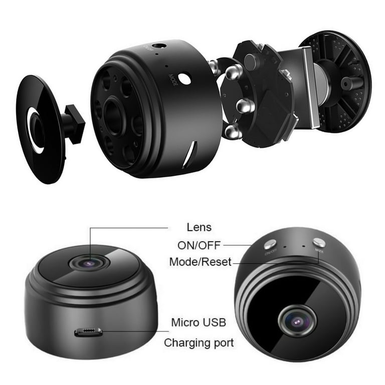 A9 Mini Camera, HD 1080P Magnetic WiFi Mini Camera, with Magnetic Back  Cover, Wireless Mini Camcorder for Car, Home, Office, Courtyard (Black)