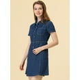 thumbnail image 3 of INSPIRE CHIC Robe d'Été Élégante en Denim pour Femme à Col et Manches Courtes Bleu TG, 3 of 5