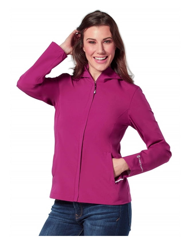 Free Country L.t.d. Ladies Size Small Packable Waterproof UPF 50+ Hooded Rain Jacket, Berry Rope, Women's, Size: Large, Pink