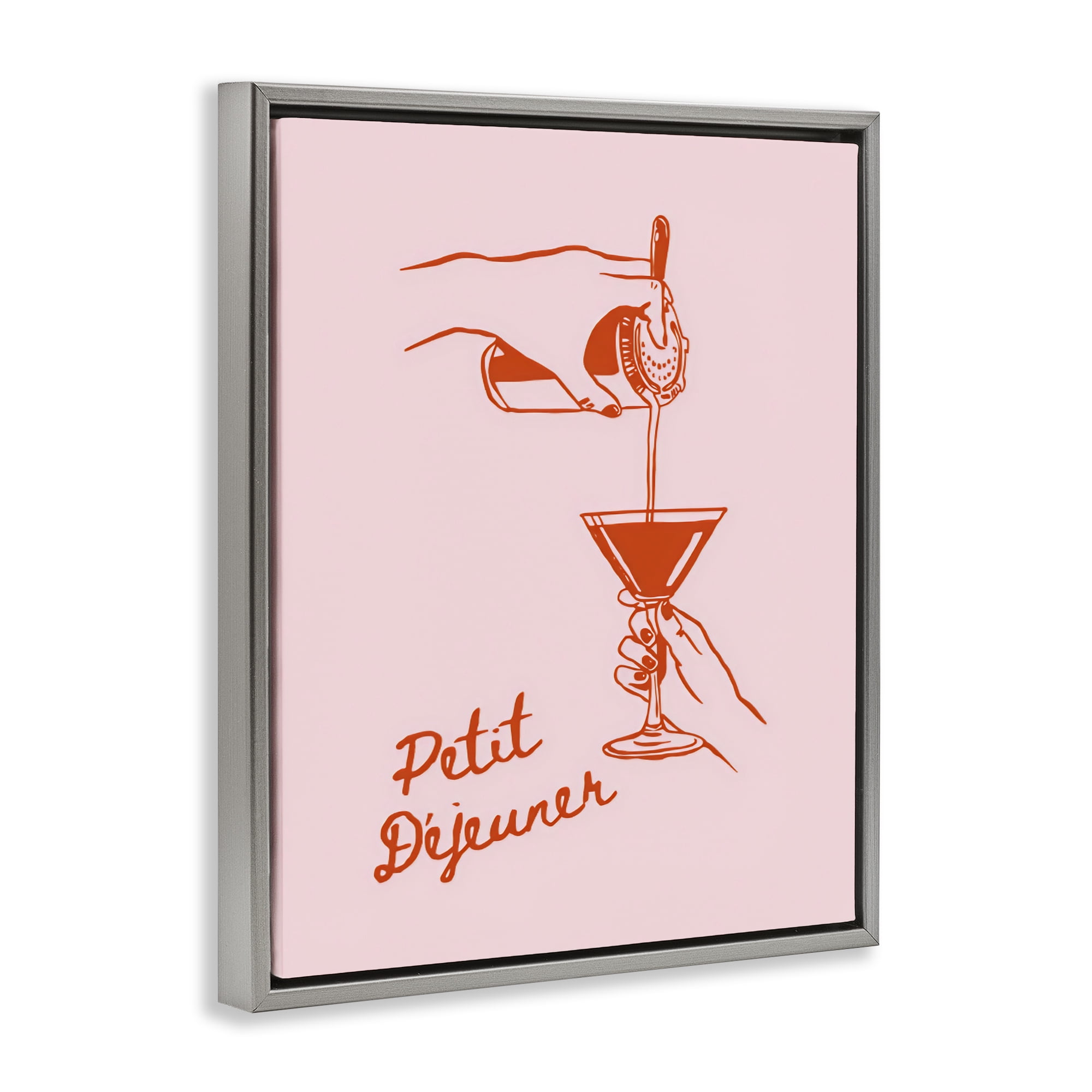 Stupell Industries Pouring Brunch Cocktail Gray Framed Floater Canvas Wall Art, design by The Prints Vibe
