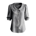 thumbnail image 5 of Siminsem Womens Doll Collar Striped Mid Sleeve T Shirt Loose Fit Casual Summer Blouses 2026 Trendy Spring Lightweight Work Tops Dressy Vacation Outfits, Black, 4XL, 5 of 5