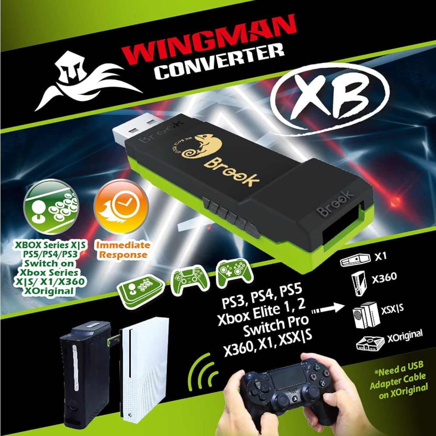Brook Wingman XB Converter for PS4/PS3/Switch Pro/Xbox One/Elite 1&2/Xbox  360 Controller to Xbox Series X|S/Xbox One/Xbox 360 Console