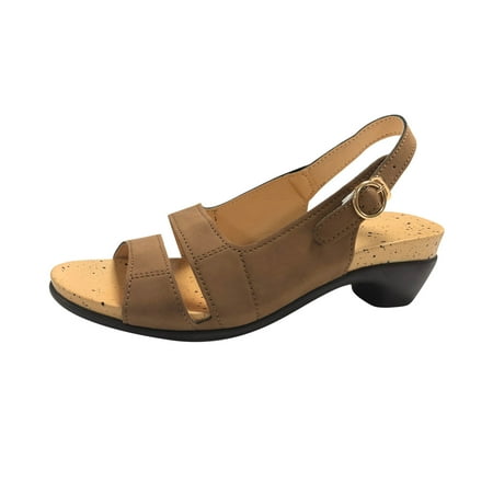 

OAVQHLG3B Footbed Sandals for Womens Dressy Summer Chunky Heel Wedge Slingback Peep Toe Breathable Comfort Shoes
