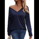 thumbnail image 1 of Camisa de Larga para Mujer, Atuendos de Otoño, Ropa Informal Elegante, Blusa Tipo Túnica con Cuello en V y Botones. Azul Marino S, 1 of 8