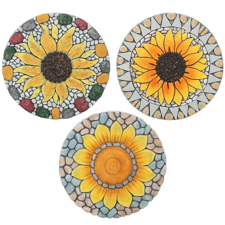 3-Pack 10" Sunflower Stepping Stone Decorative Garden Step Stones for Garden, Yard, Patio, Walkway Decor