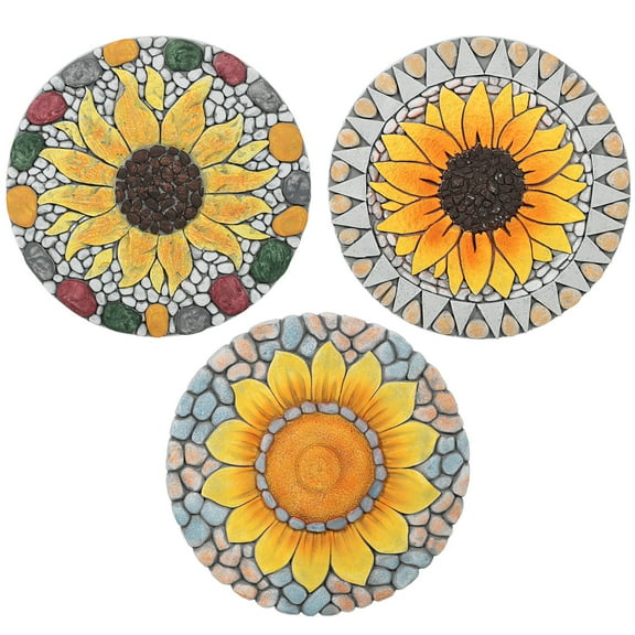 3-Pack 10" Sunflower Stepping Stone Decorative Garden Step Stones for Garden, Yard, Patio, Walkway Decor