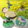 thumbnail image 2 of Hand Held Walnut Bird Bath Bowl Bird Feeder, Funny Handcrafted Resin Feeder for Outdoors Water Bowl Sculpture Garden Decoration, 2 of 5