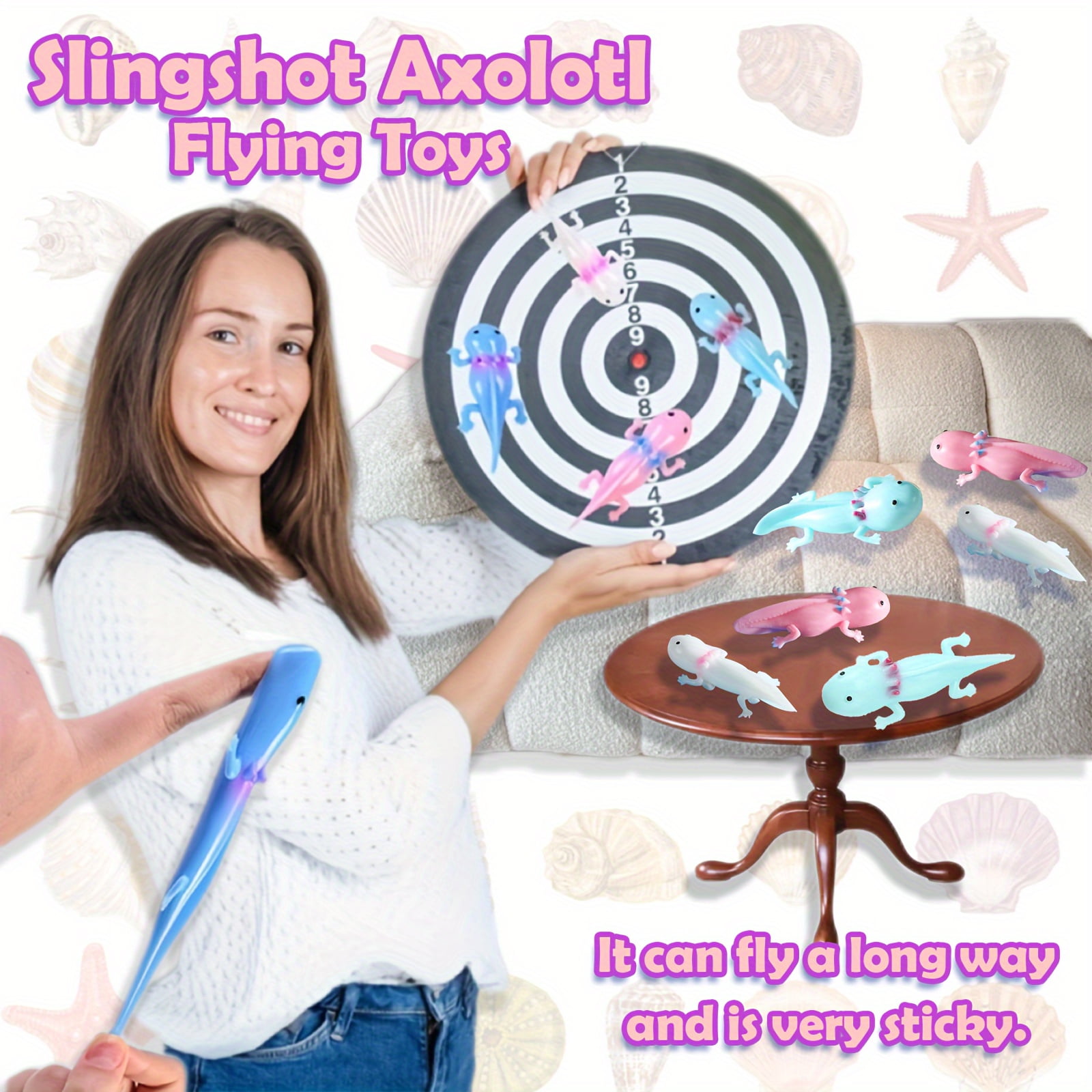 SDOTXA 24pcs 24-Piece Axolotl Finger Toys  Sticky Rubber Dino Flying Catapults  Fidget Toys for Parties  Gifts  Goodie Bags  Halloween & Christmas
