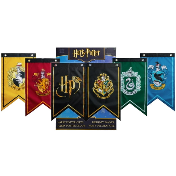 Decoraciones para fiestas, pancartas de Harry Potter, banderas de Hogwarts, 6
