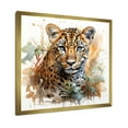 thumbnail image 2 of Designart "Elegant Brown Leopard Portrait" Animals Framed Wall Art Decor - Modern Brown Leopard Entryway Framed Wall Art Print, 2 of 6