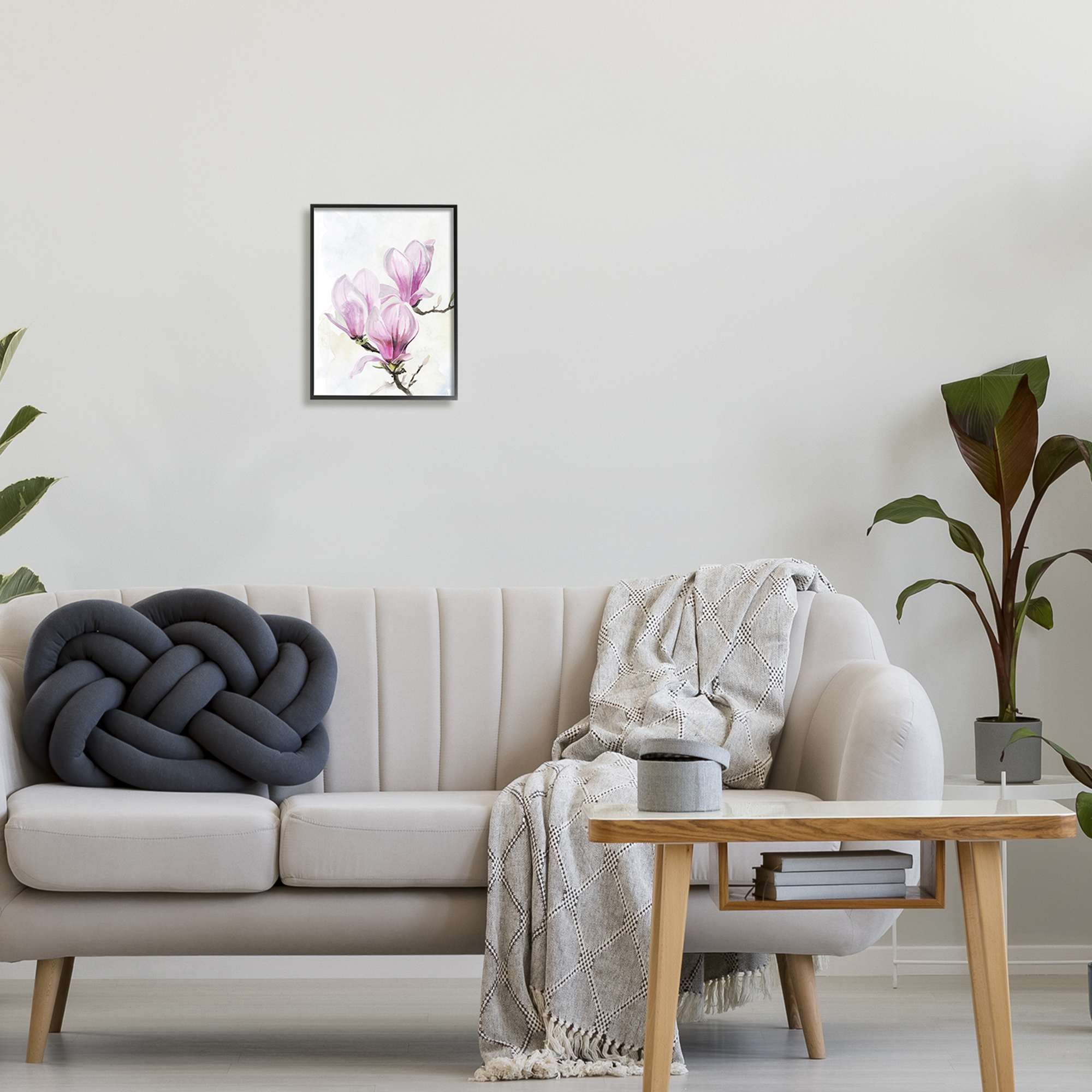 Stupell Budding Magnolias Pink Florals Botanical & Floral Painting Black Framed Art Print Wall Art