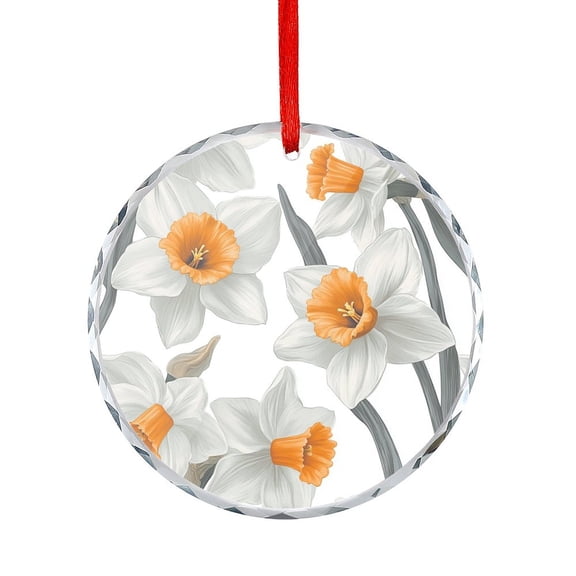 Glass Christmas Ornament Daffodil Flower Crystal Ornament 2025 Wild Flower Unique Home Decor
