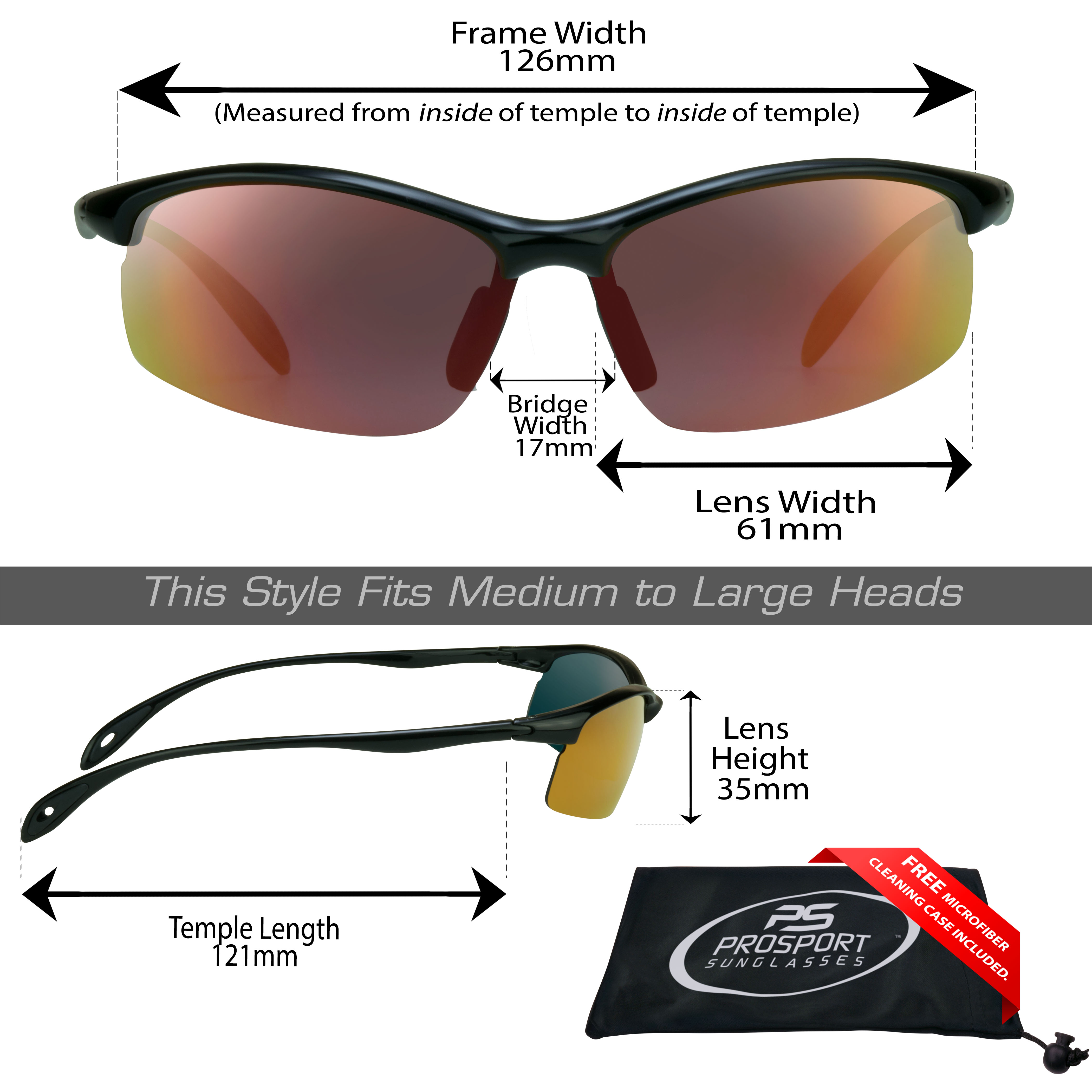 proSPORT Polarized Mirror Sunglass Men Women Light-Weight Semi-Rimless