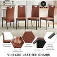thumbnail image 5 of NORDICANA Kitchen Dining Room Chairs Set of 4, Modern Living Room Chairs Upholstered PU Leater Reception Chairs High Back with Black Metal Legs, Brown, 5 of 9
