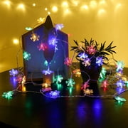 Christmas Snowflake Lights 32.8 Ft 80 LED Waterproof Fairy Lights Snowflake String Lights LED Battery Operated Christmas Decorations for Christmas Room