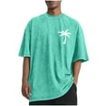 thumbnail image 2 of Fnnxeal Mens T-Shirts, Graphic Casual Short Sleeves Tees Summer Big and Tall Shirt Relaxed Fit Mint Green Shirt for Men Size 5XL, 2 of 5