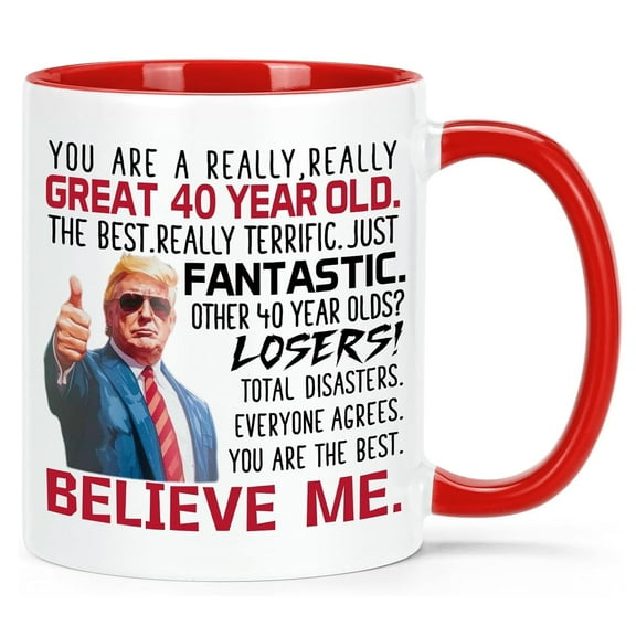 Futtumy 40th Gifts Mugs, 40 Year Old Gift Idea for Women Men Friend, Mugs Gifts for 40 Year Old, 11 fl oz White Coffee Mugs Ceramic Mug Tea Cup