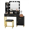 thumbnail image 6 of DEXTRUS Adjustable Lighting Makeup Vanity with Built-in Charging Station & Storage Shelves, Black, 6 of 10
