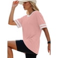 thumbnail image 4 of Rosvigor Women Tops Loose Fit T Shirts for Women Color Block Shirts Casual Tops Summer Blouses, 4 of 8