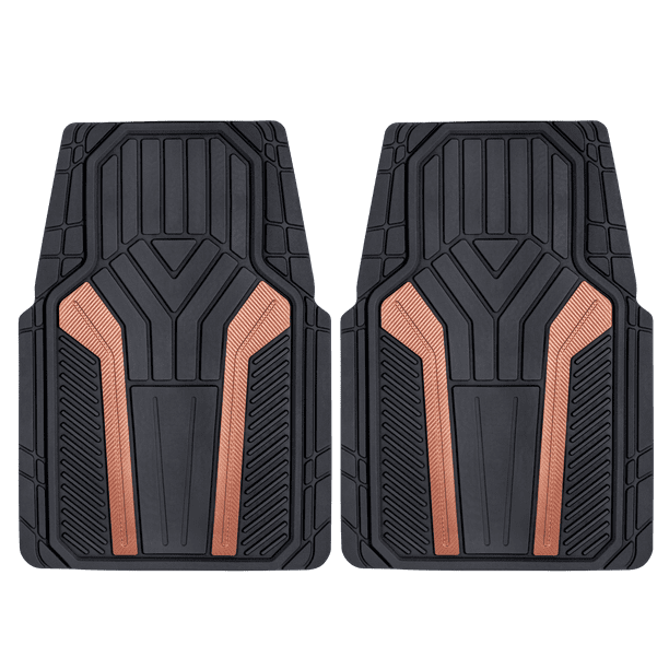 Auto Drive 2pc Rubber Floor Mats Carbon Fiber Copper Universal Fit