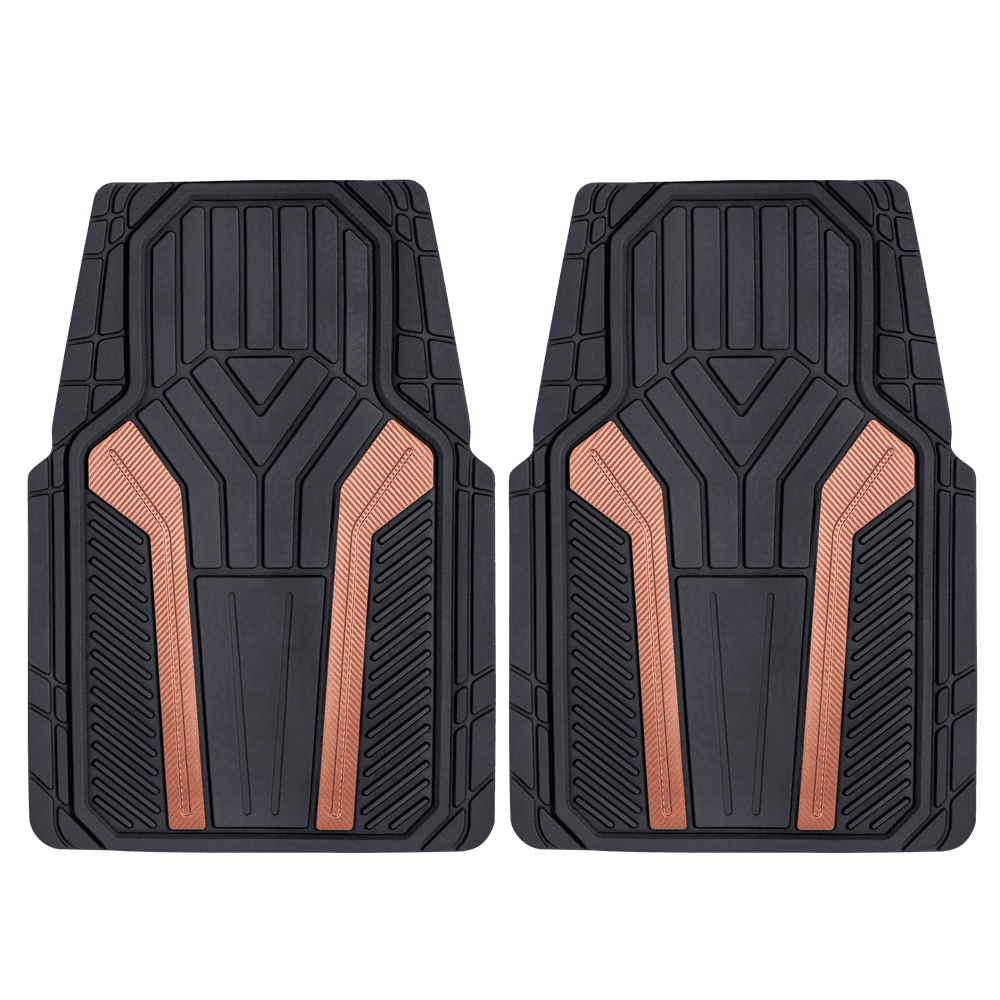 Auto Drive 2pc Rubber Floor Mats Carbon Fiber All Weather Protection