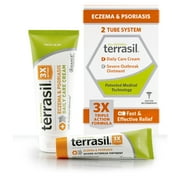 Terrasil Eczema & Psoriasis 2-Tube Outbreak Ointment and Daily Use Cream with All-Natural Activated Minerals 3X Triple Action Formula (28gm ointment tube + 85gm cream tube)