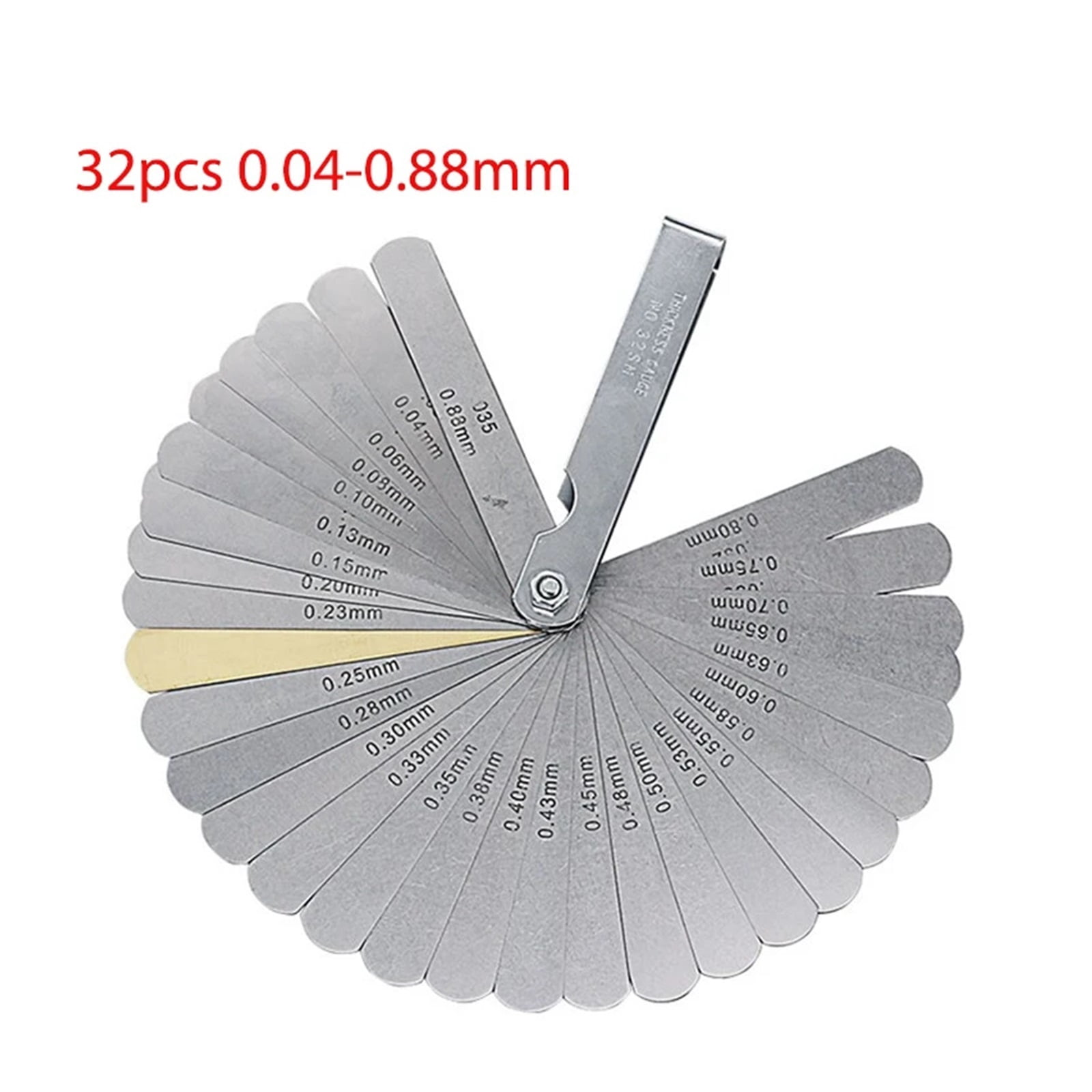 16 Blades Curved Feeler Gauge 0.127 to 0.508mm 32 Blades Feeler Gauge Stainless Steel Metric In 0.04-0.88mm ,Easy Identification