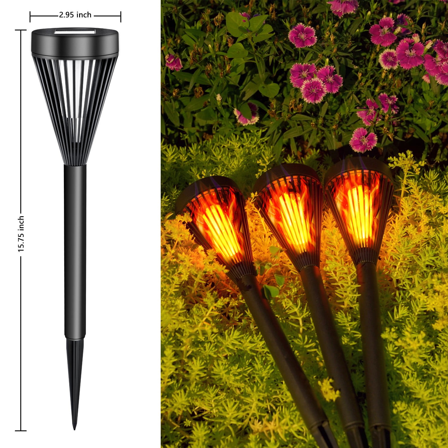 DSHA Solar Lights Outdoor Espier LED Flickering Flame Torch Lights Solar Powered Lantern Hanging Decorative Atmosphere