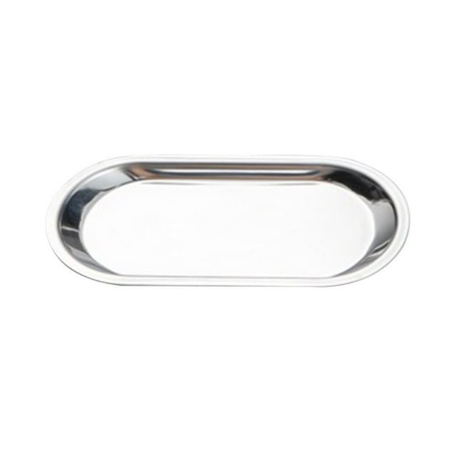 AMERTEER Plateau de Rangement Mini Portable Ovale en Acier Inoxydable pour Serviettes Outil de Cuisine Ménager