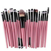 KOLIGHT 20pcs Pro Makeup Set Powder Foundation Eyeshadow Eyeliner Lip Cosmetic Brushes (Black+Pink)