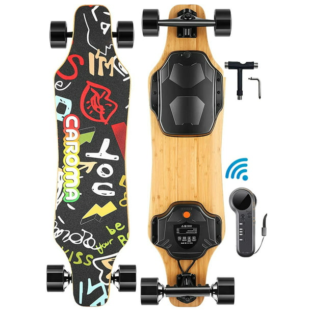 verjaardag japon Trojaanse paard Caroma 900W Dual Motor Electric Skateboard with Remote for Adults, 38" E- Skateboard, 28 MPH Max Speed, 16 Miles Range, 330 lbs Max Load, 3 Speed  Mode Electric Longboard for Teens Adults - Walmart.com