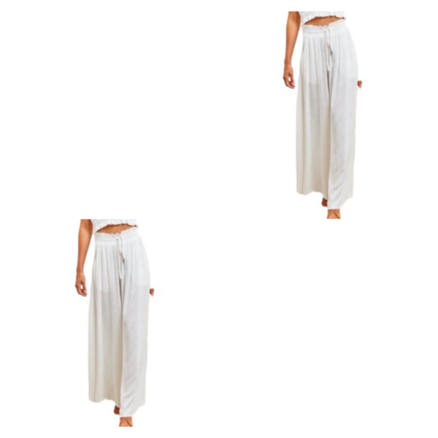 Pantalón Ancho de cintura alta Sonducket para mujer Blanco S