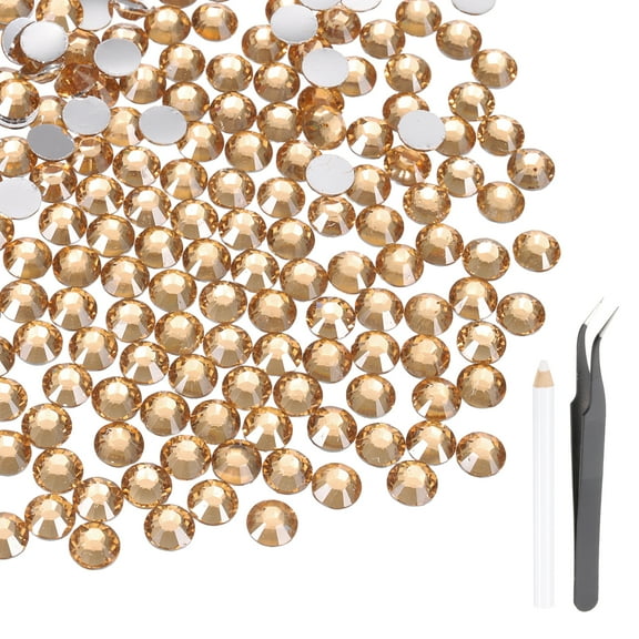 Uxcell 2000 Pcs Flatback Crystal Rhinestones, Resin Crystal Gems with Tweezer Dotting Pen Non Hotfix for Bedazzling Tumblers Mugs Bottles Nail DIY Crafts(SS20 5mm, Champagne)