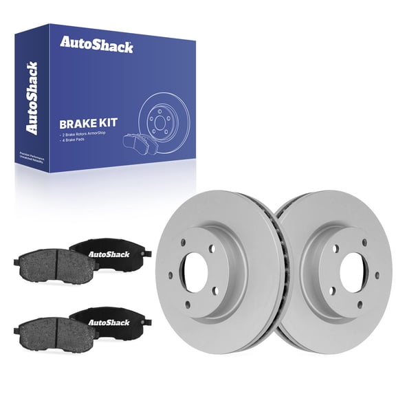AutoShack Front Vented Coated Brake Rotors   Ceramic Pads 6-PC Brake Kit Replacement for 2013-2019 Nissan Sentra ArmorStop 11.01" (279.6 mm)
