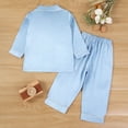 thumbnail image 5 of Hjtefg Toddler Boys Girls Long Sleeve Solid Tee Shirt Pants Casual Outfits Delicate Fabric Two Piece Set Soft Loungewear for Home Relaxation,Color: 2-Light Blue Size: 5-6 Years, 5 of 5