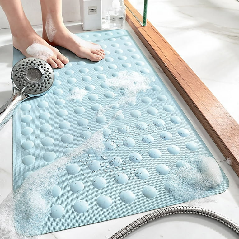 niuredltd square shower mat extra large non slip mat for elderly & kids  bathroom drain holes strong suction cups