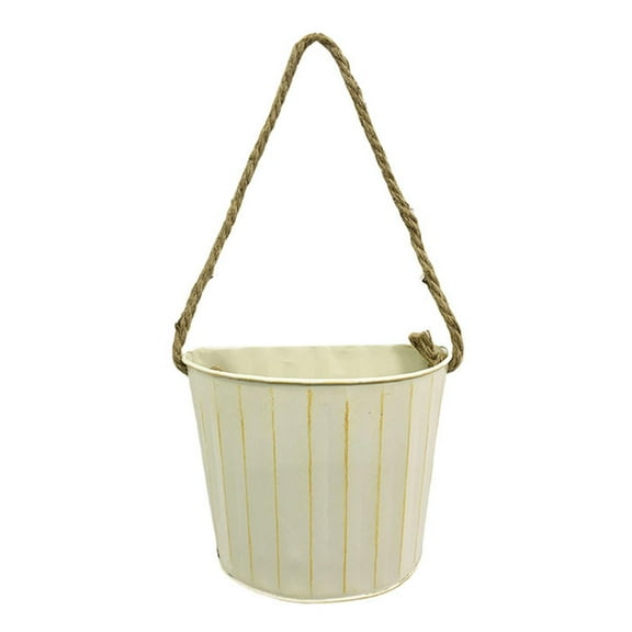 Wall Hanging Planter Metal Bucket with Rustic Semi Circular Shape for Porch Balcony Garden Fence Decoration