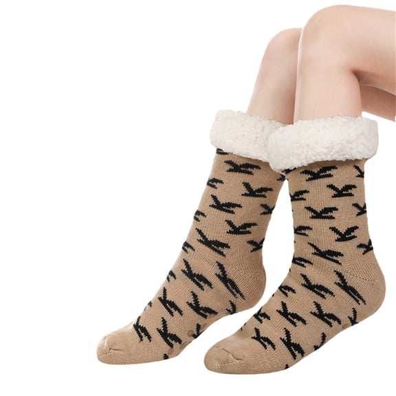 Hot Sales Thermal Socks for Women Under $5 GIJNRIUIUA Brown Crew Socks Winter Women's Winter Soft Warm Cozy Fleece Lined Fuzzy Slipper Socks With Ankle Socks