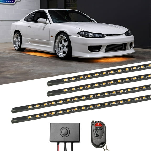 LEDGlow 4pc Orange Flexible LED Slimline Car Underbody Underglow Lighting Kit