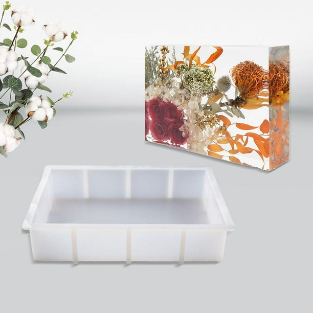 de fundición de DIY, de resina antiadherente para manualidades, hoja de flores secas, decoración para hogar, , jabón, de rectángulo perfecl Molde de silicona