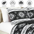 thumbnail image 3 of 3-Piece Southwestern Aztec Quilt Set - Black White Geometric Symbols Printed Microfiber Lightweight Quilted Bedspread Set, Soft and Comfortable, Machine Washable, King 118" x 95", 3 of 5