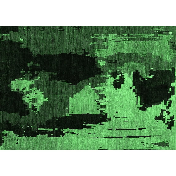 Ahgly Company Indoor Rectangle Abstract Emerald Green Modern Area Rugs, 8' x 12'