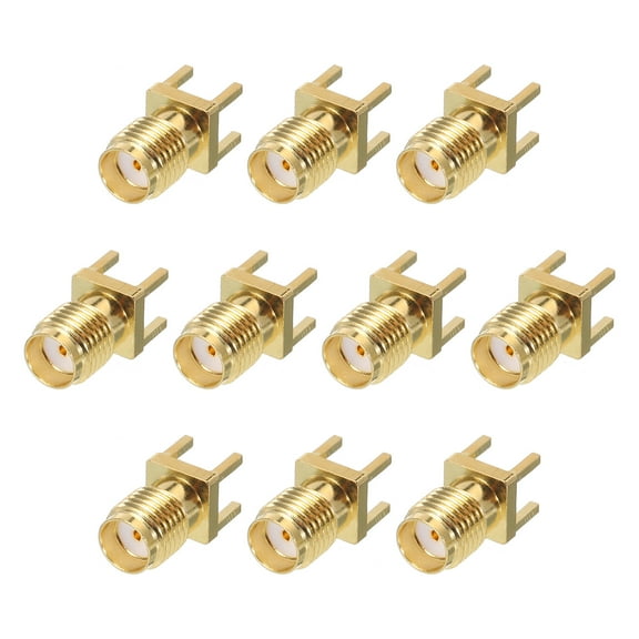 Uxcell SMA Female PCB RF Coaxial Adapter 50 Ohm Gold Plated PCB Antenna, Ground Transmission System 10pcs