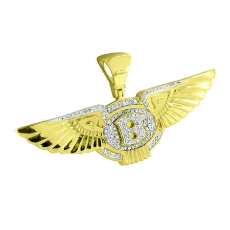 10k Yellow Gold Luxury Car Logo Pendant Genuine Diamonds Unique 0.59 Carat